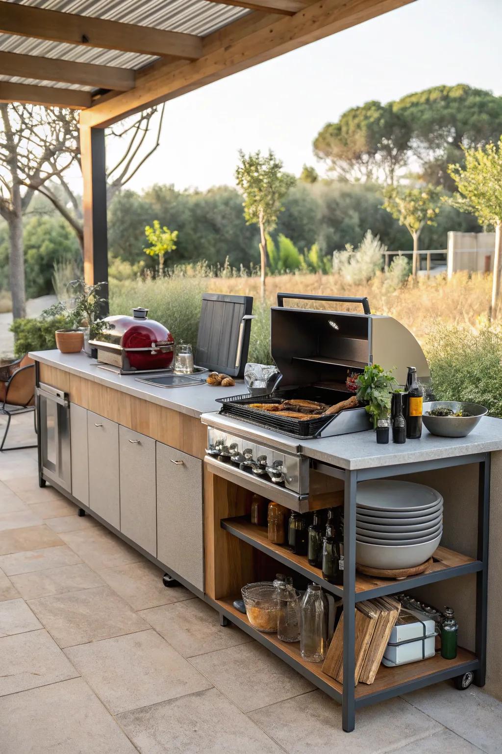 Enjoy cooking under the sun with a carport outdoor kitchen.