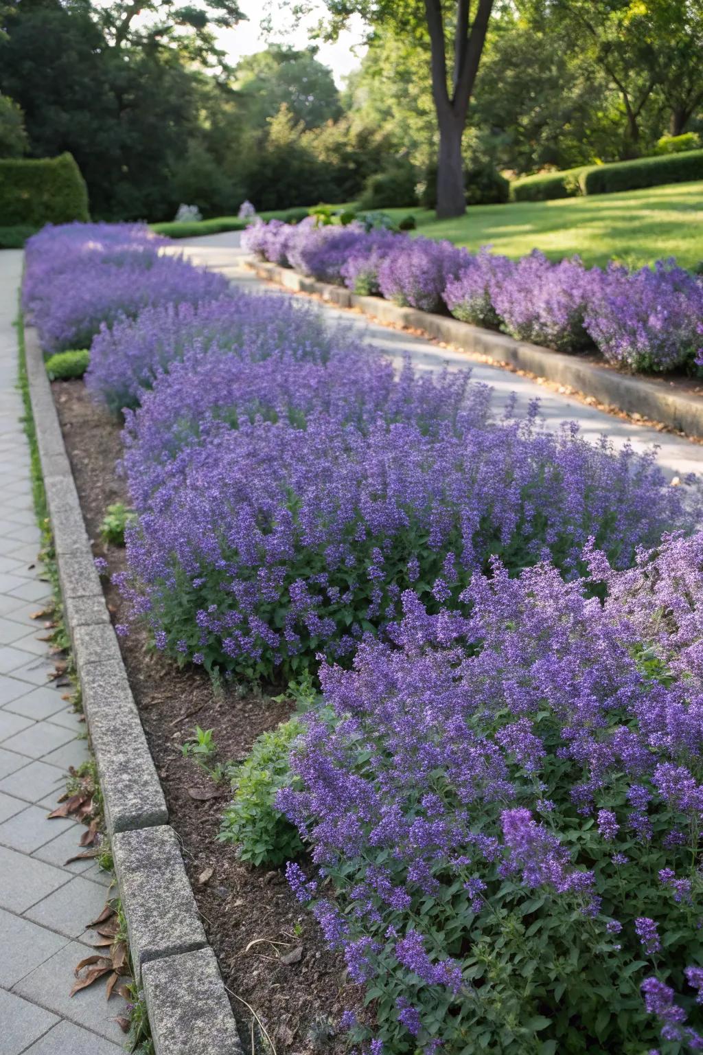 Catmint used as a dense and lush ground cover.