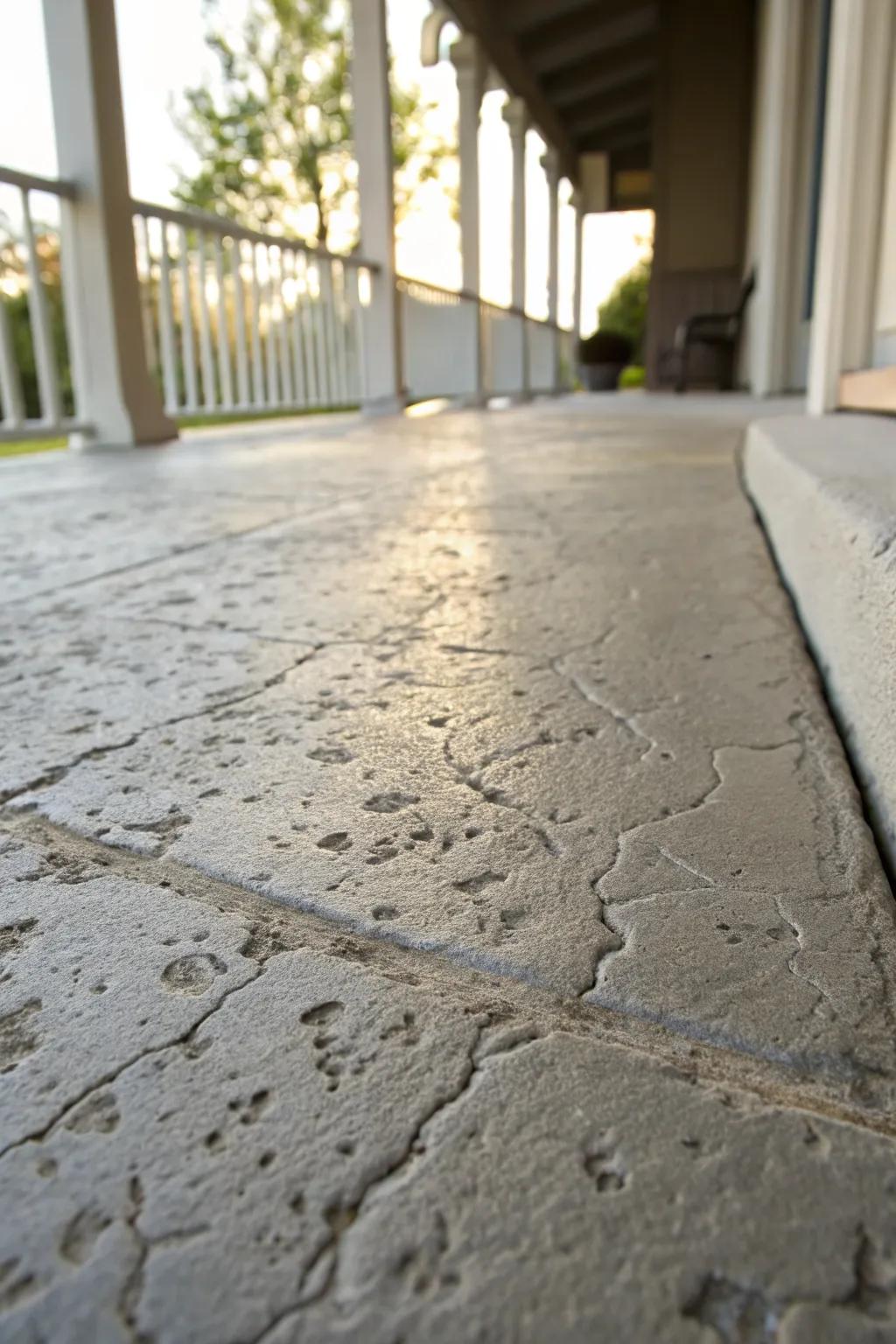 Textured finishes offer a unique and rustic charm for your cement porch.