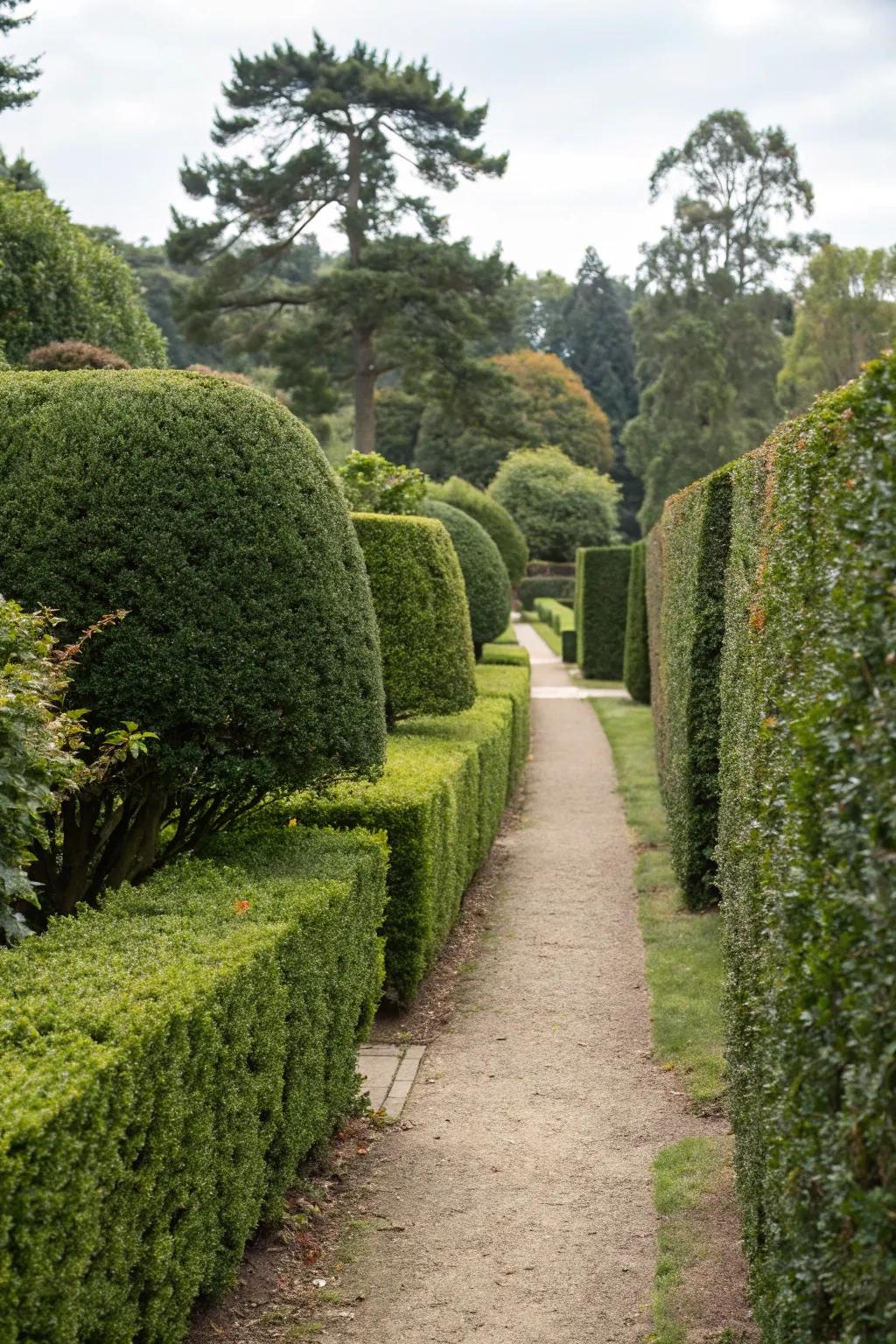 Shrubs and hedges offer privacy and a polished look.