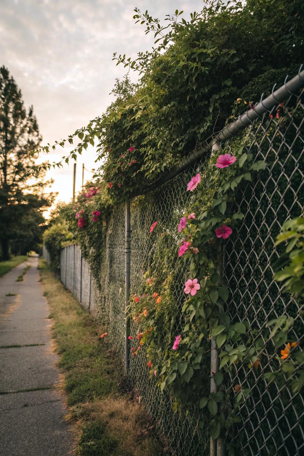 Climbing plants create a lush, green barrier on any fence.