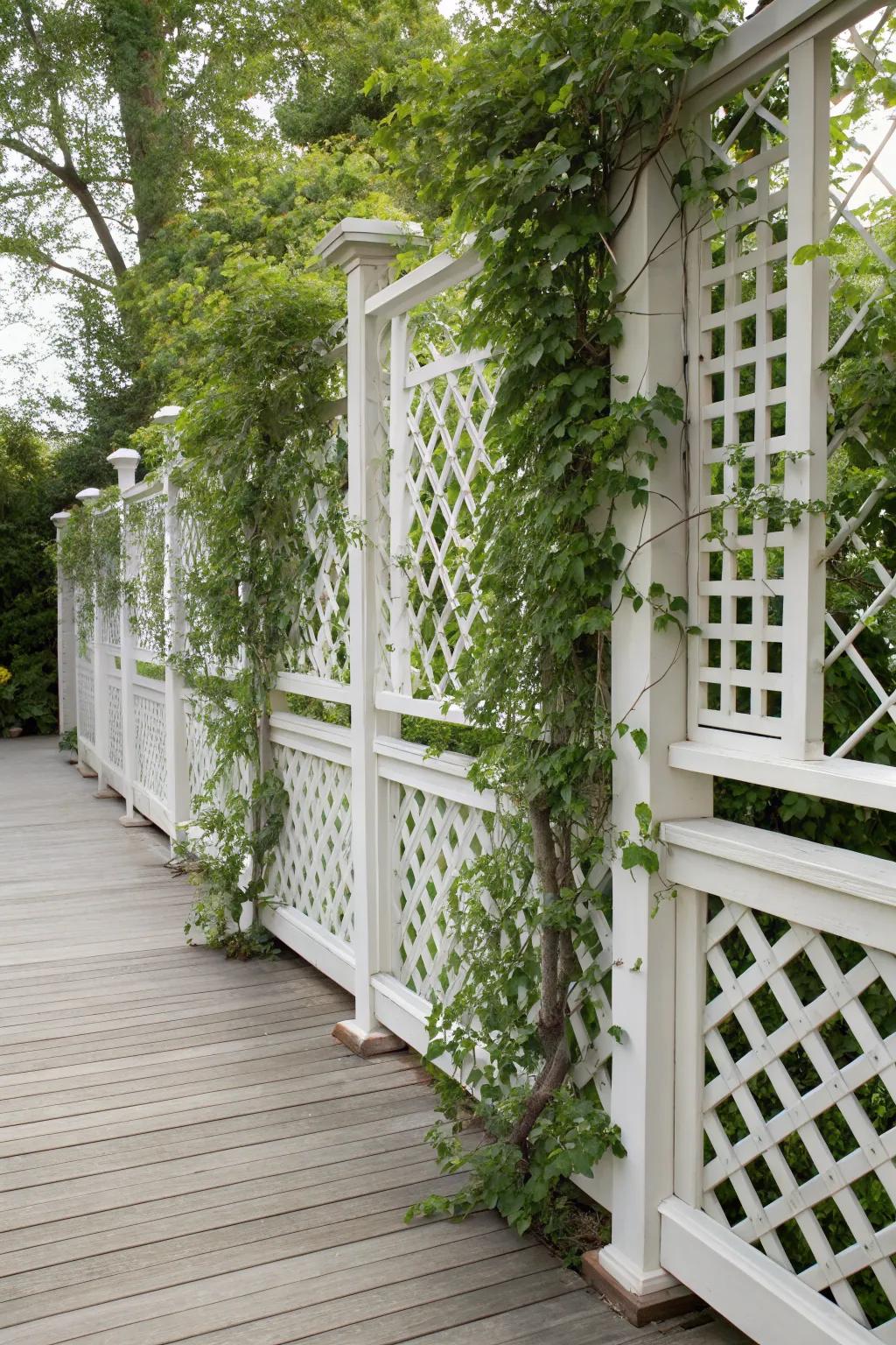 Lattice panels offer a decorative and functional privacy solution.