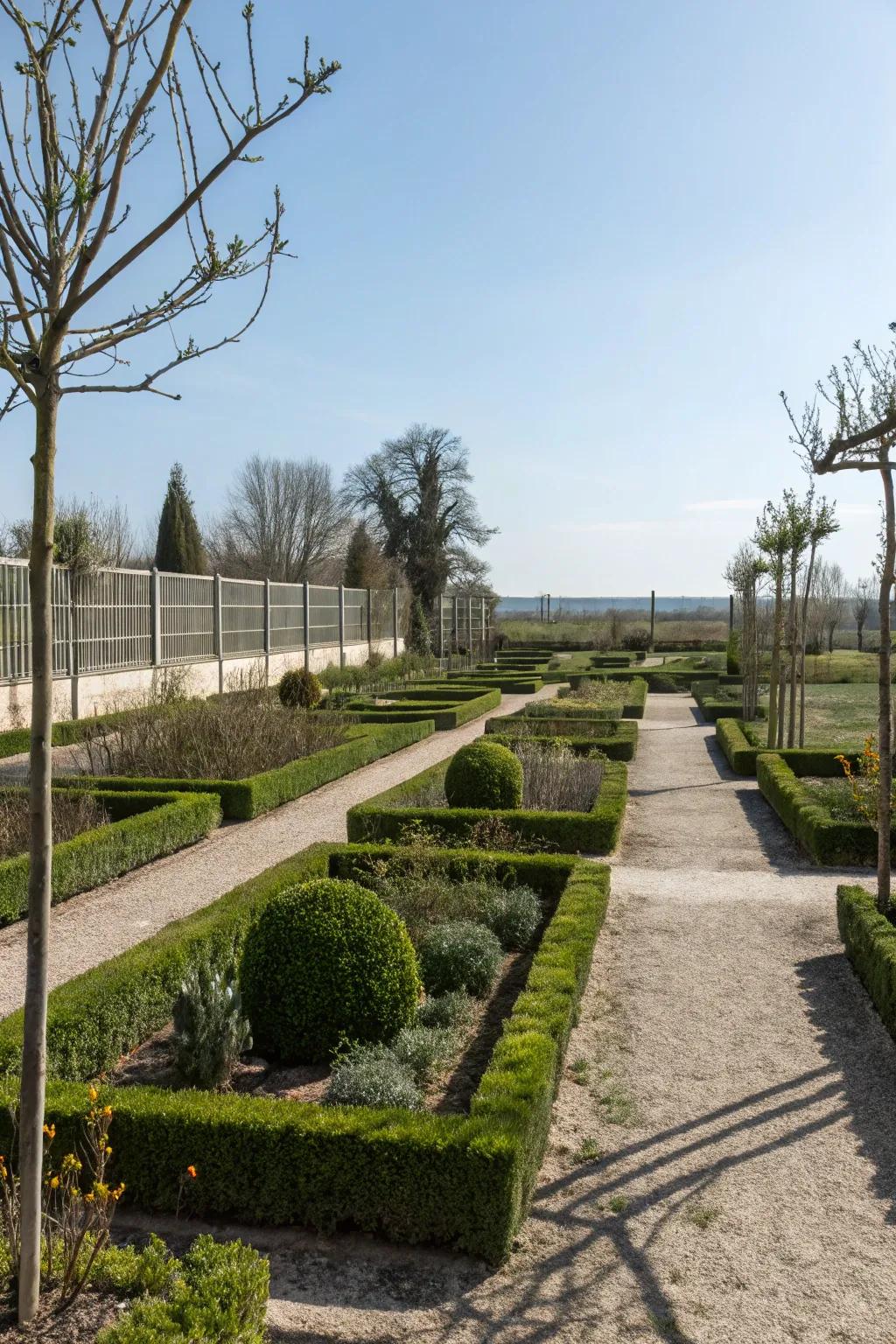 Defined garden areas reduce maintenance and maximize impact.