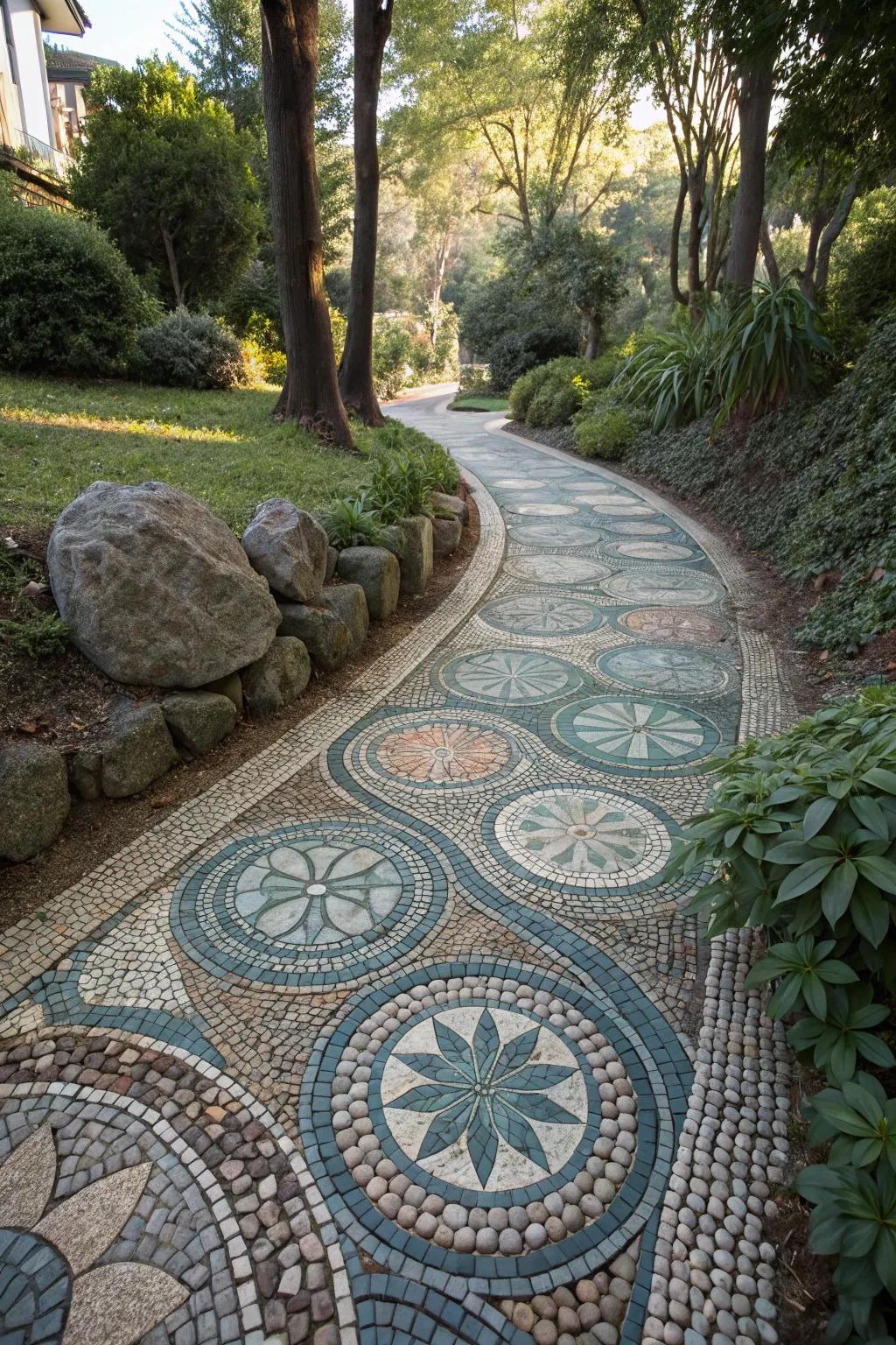 Pebble mosaics add artistic flair to your garden.
