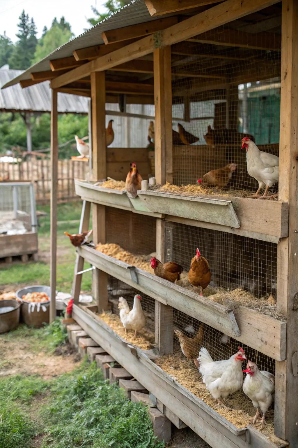 Multi-level coops offer more space and exploration for your flock.