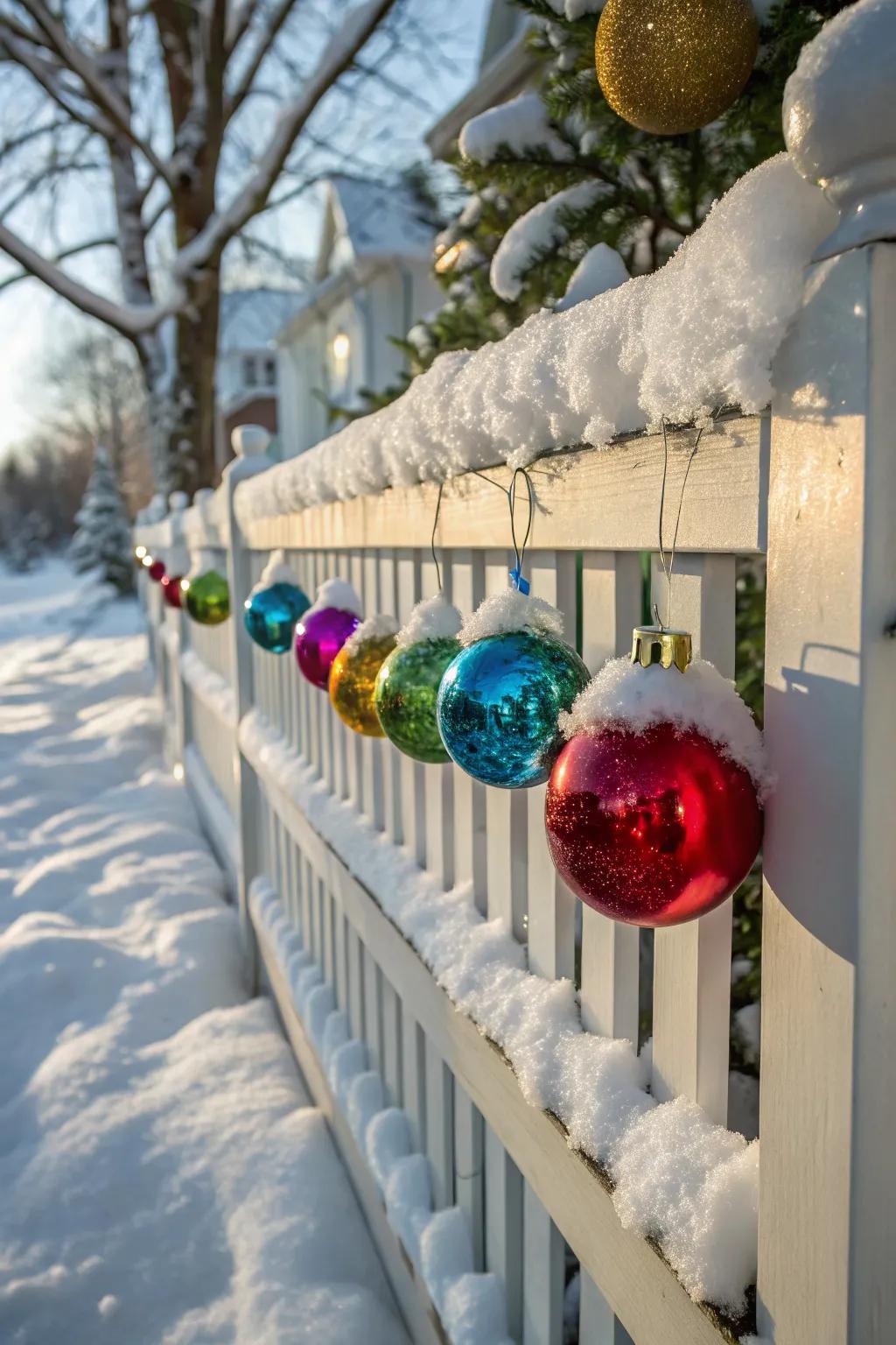 Turn your fence into an ornament extravaganza.