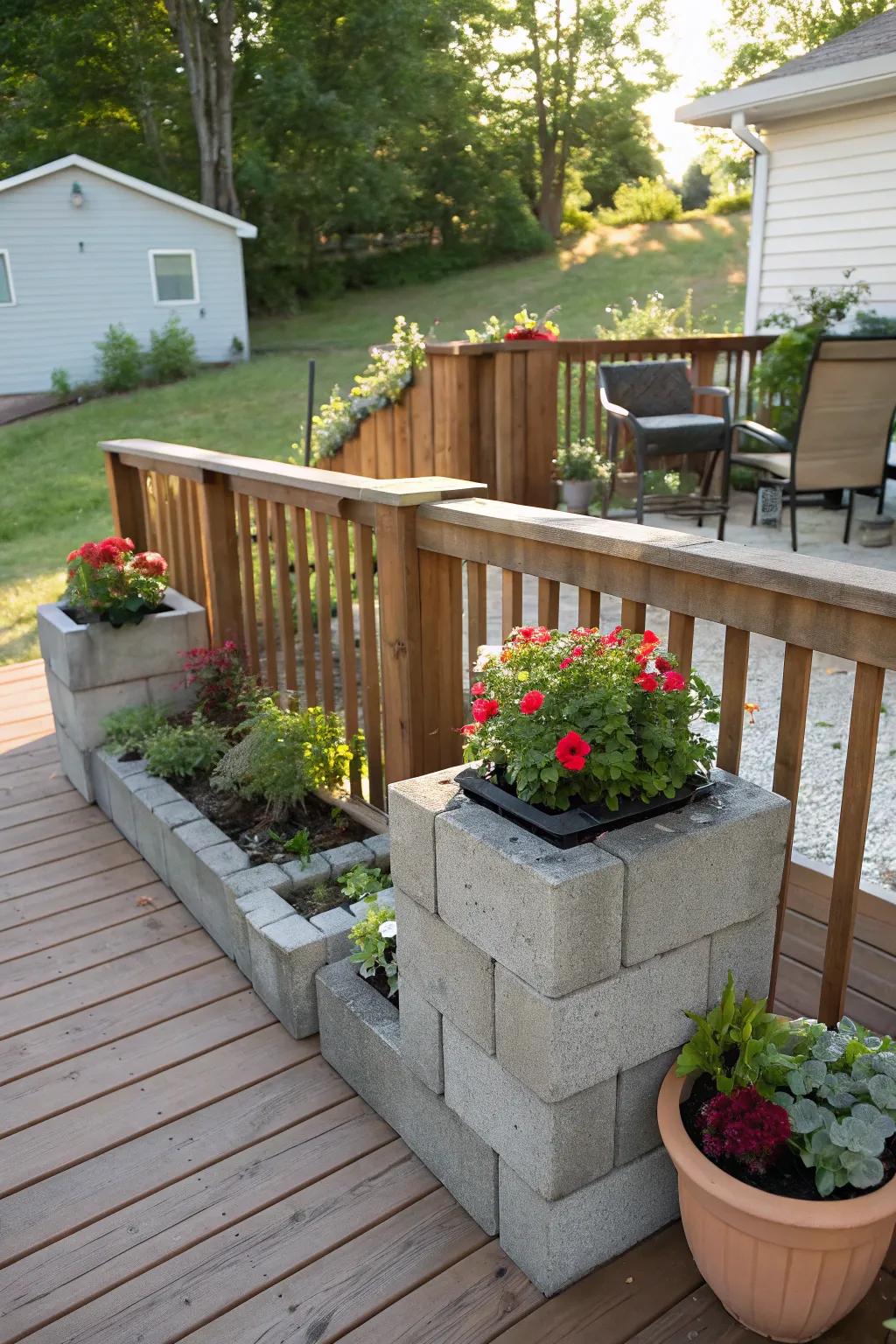 Cinder blocks offer more than support; they add artistic flair to outdoor spaces.