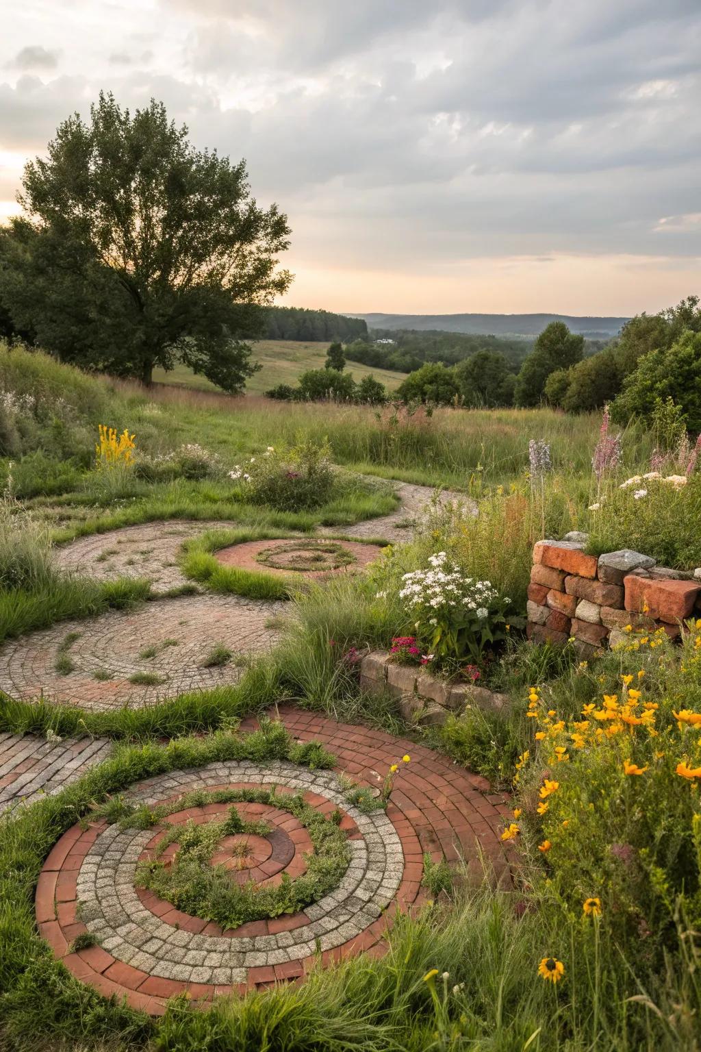 Achieve a rustic look by pairing bricks with natural elements.