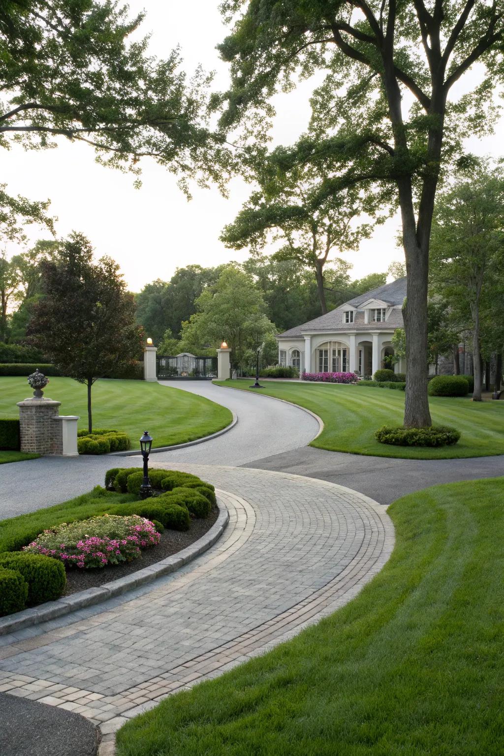 A seamless transition with a lush green lawn.