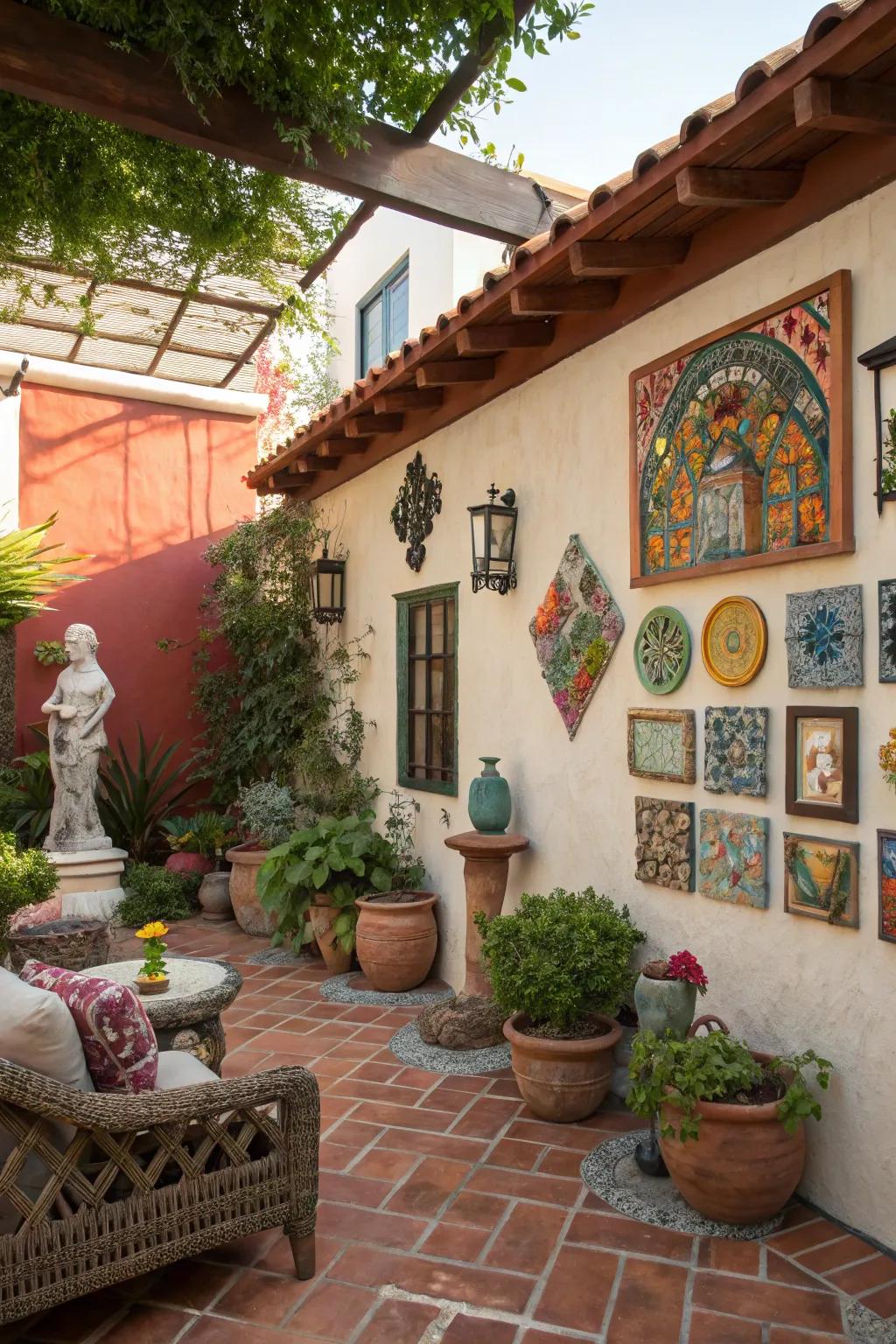 Artistic decor personalizes your outdoor space.