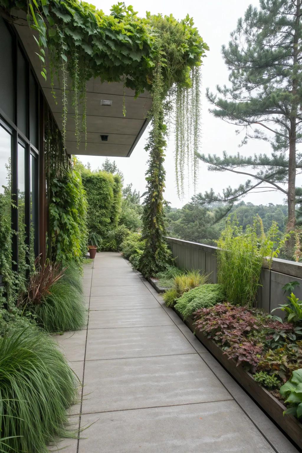 Integrate greenery to create a seamless natural escape.