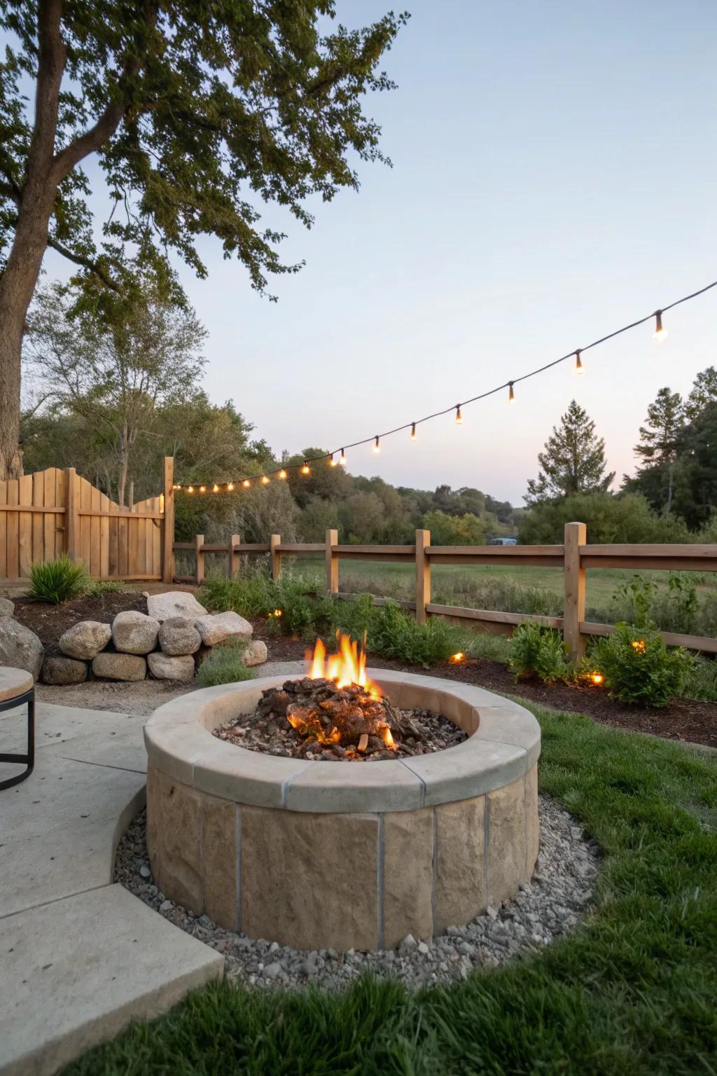 Rustic charm meets modern design with stone accents.