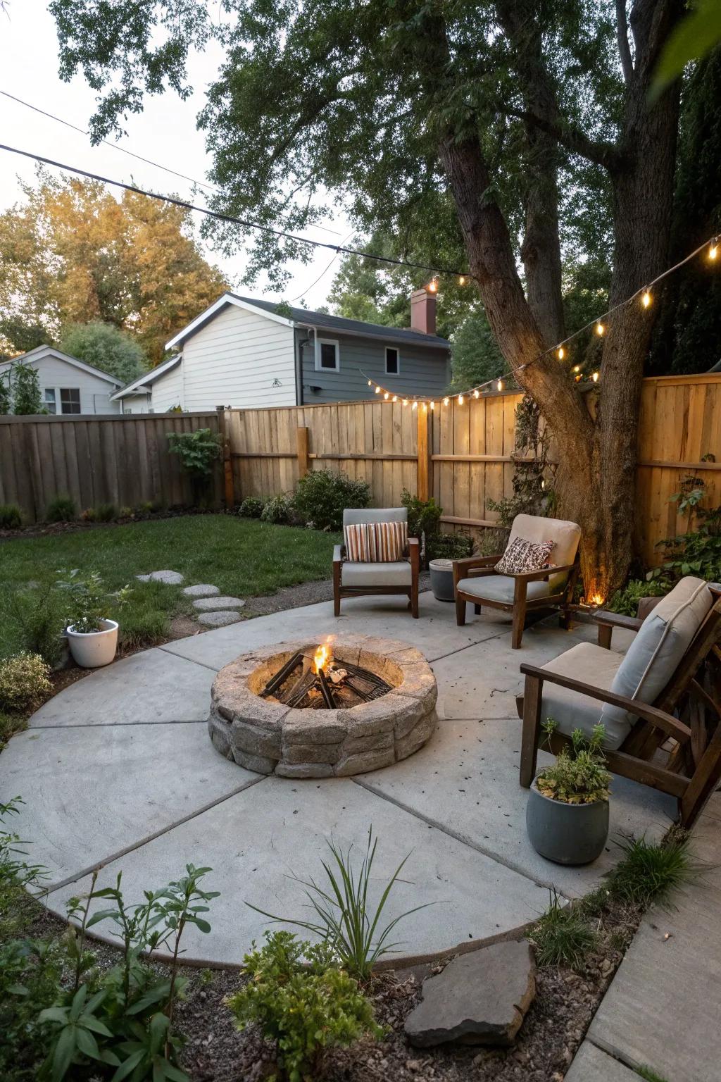 A fire pit creates a warm and inviting focal point on your patio.