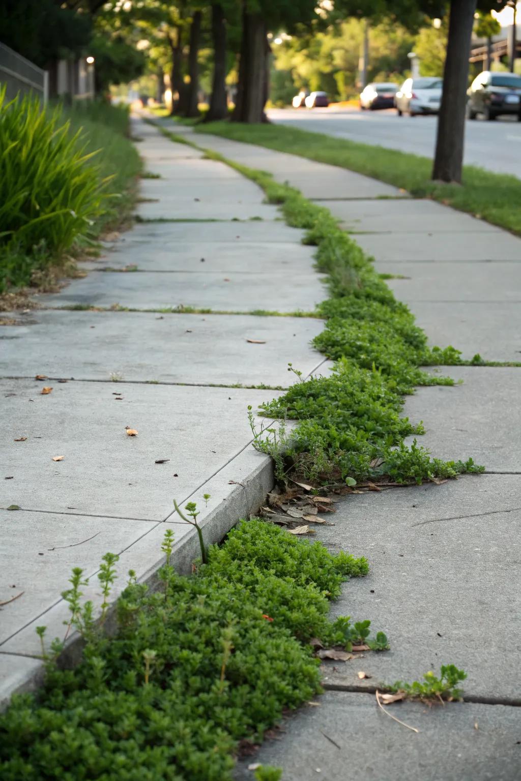 Incorporate plants into your concrete edging for added natural beauty.