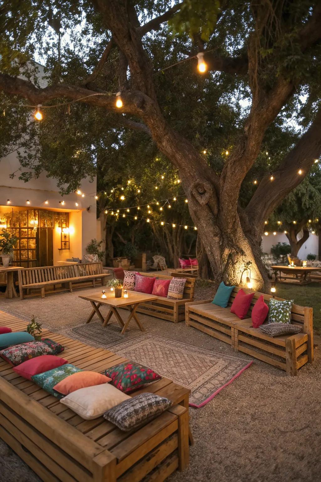 Comfortable seating arrangements inviting guests to relax and enjoy the cookout.