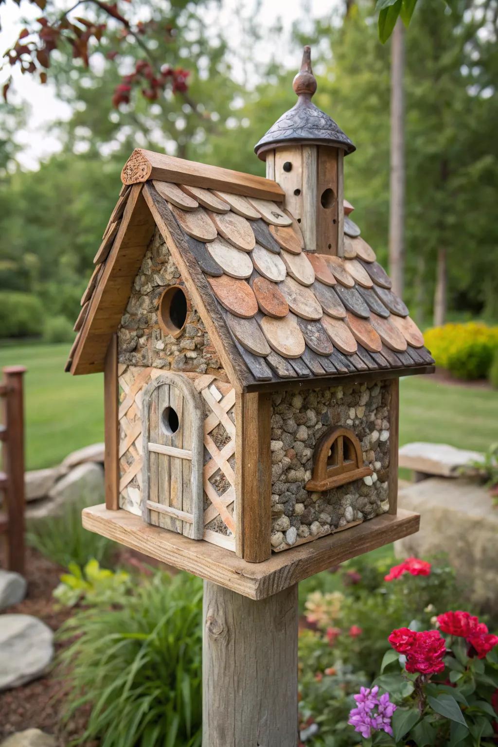 Textured delight: Mixed media birdhouse
