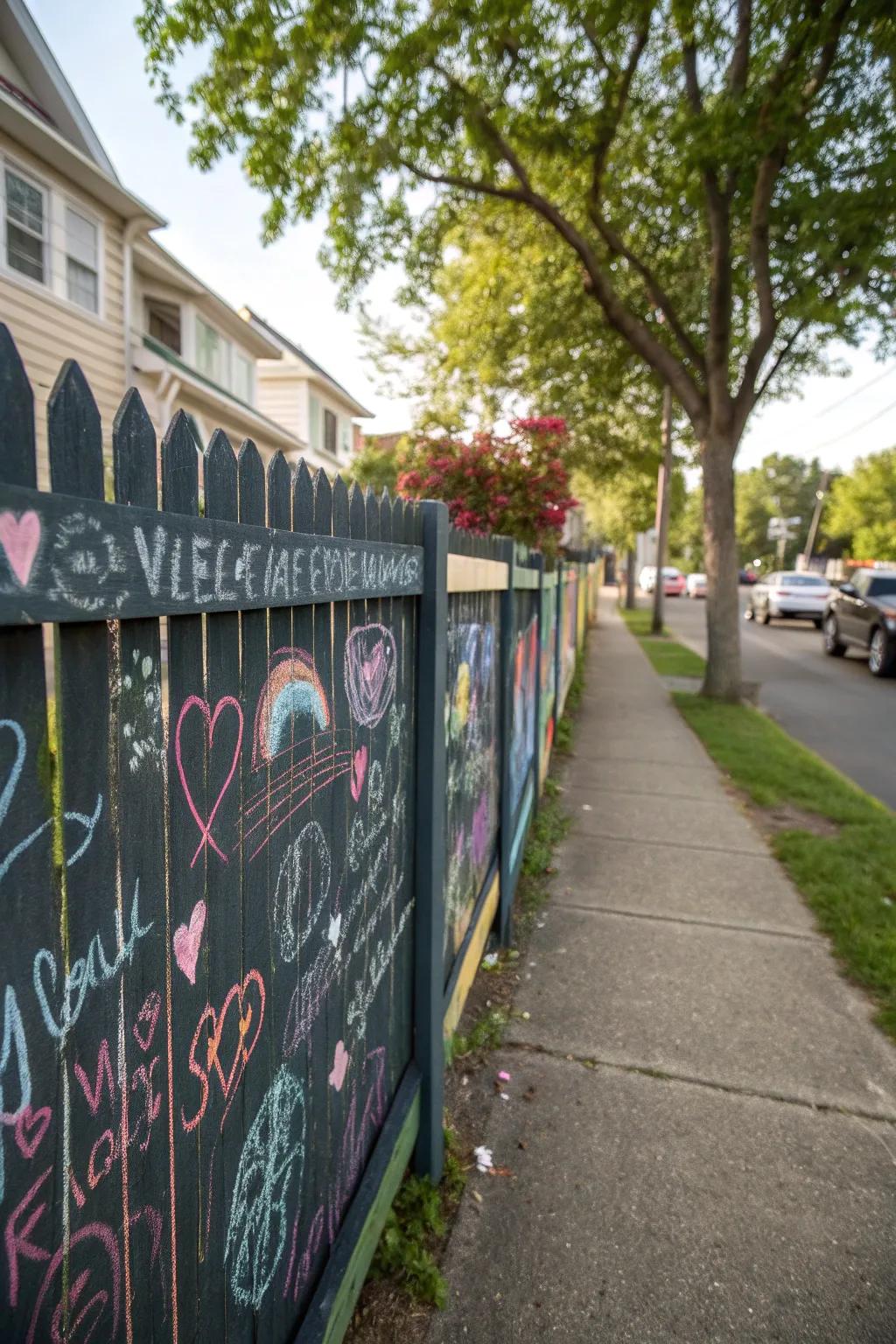 Keep your fence interactive with a chalkboard section.