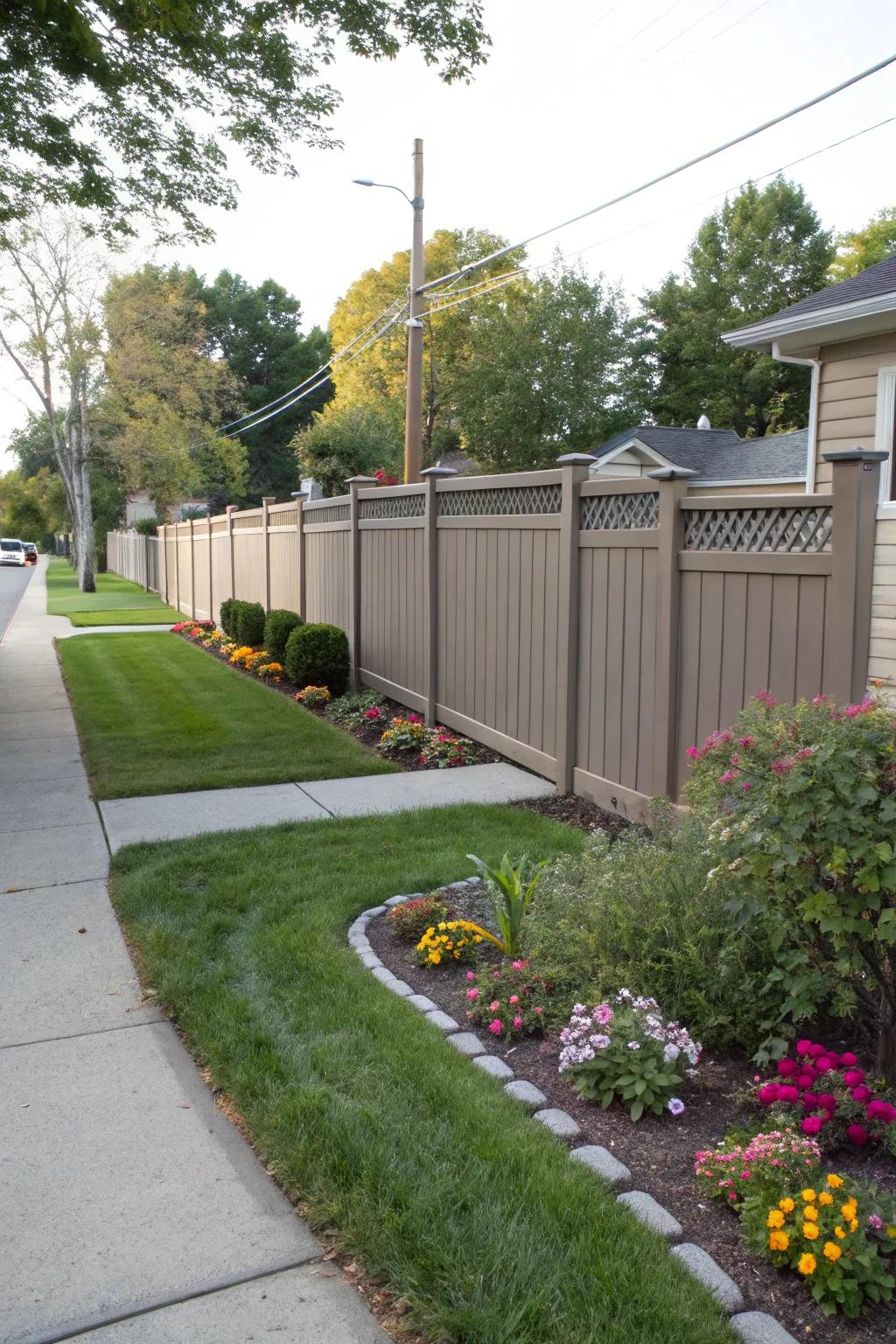 Vinyl fences offer the beauty of wood with less upkeep.