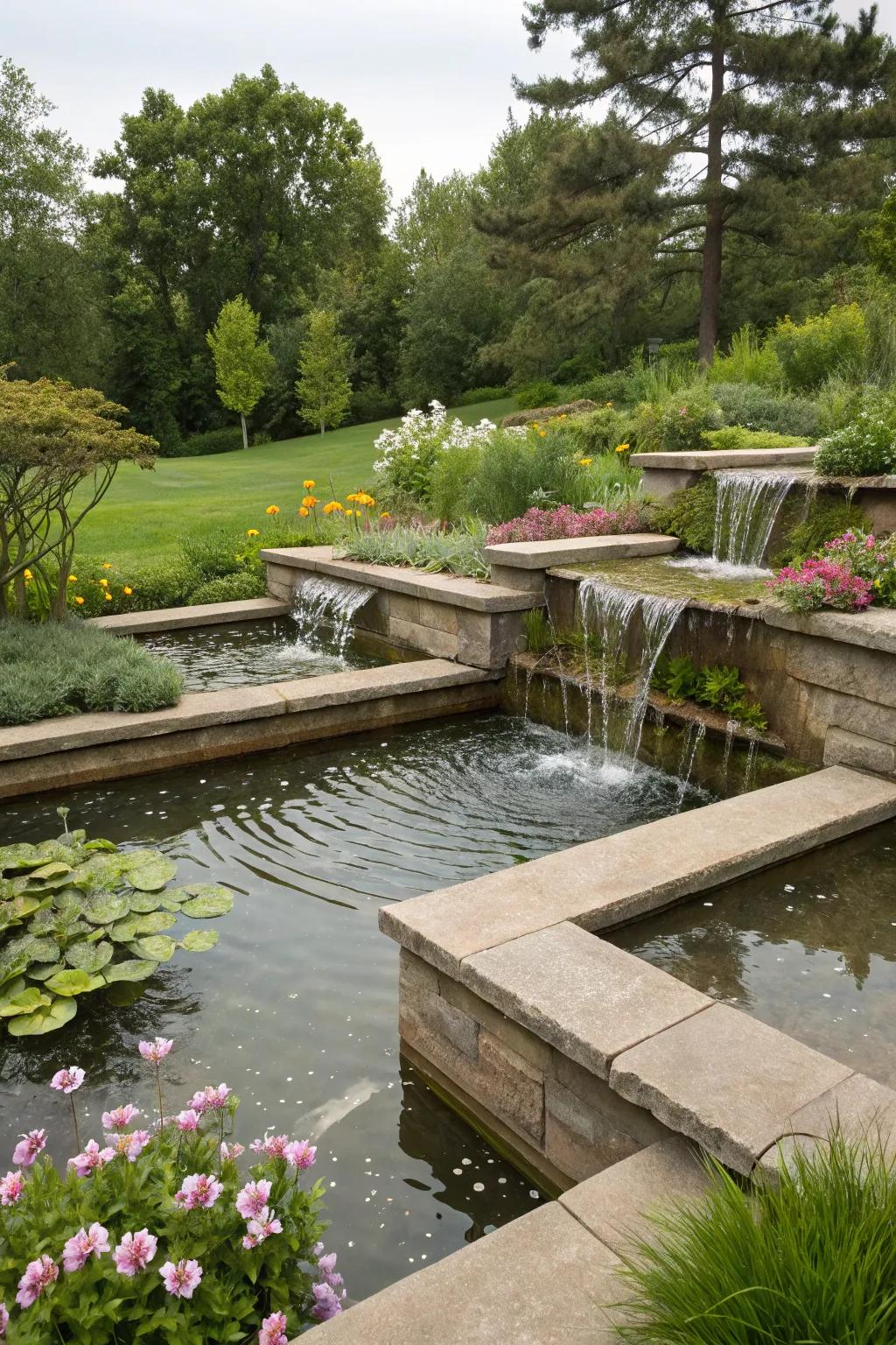 Layered ponds add intriguing depth to your garden.