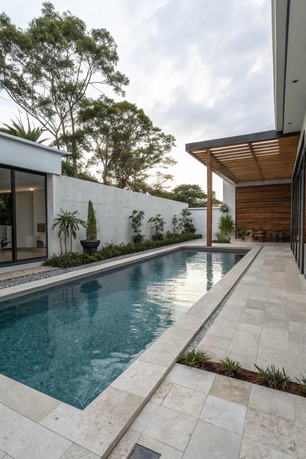 Geometric shapes offer modern elegance to any pool.