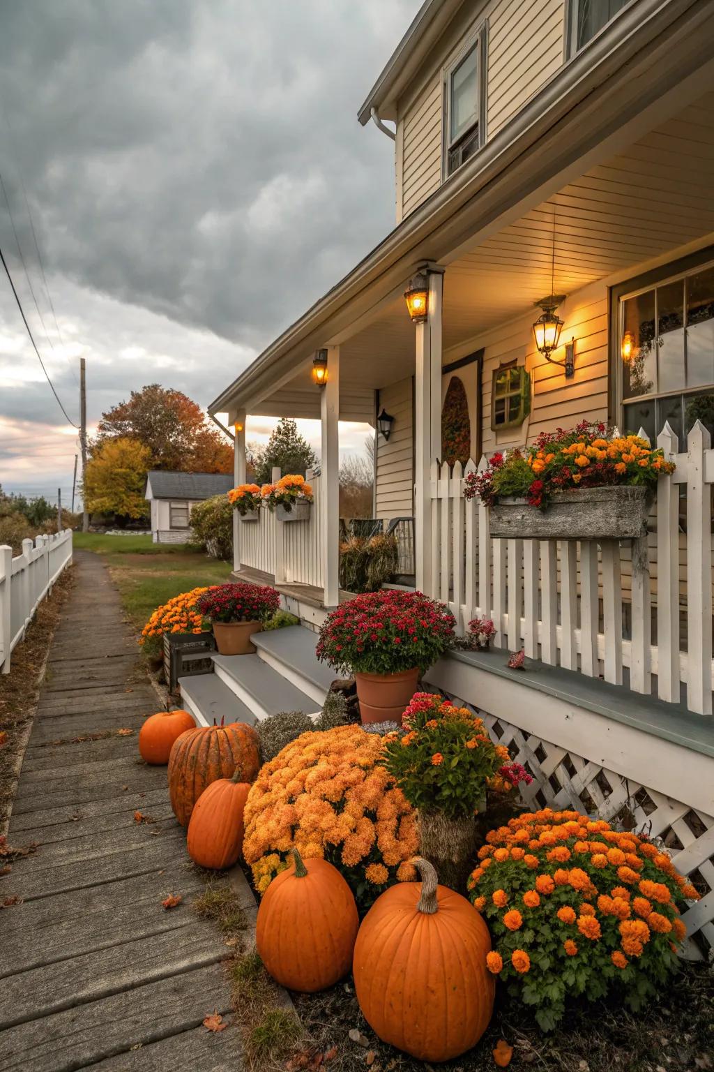Seasonal decorations bring festive warmth to your porch.