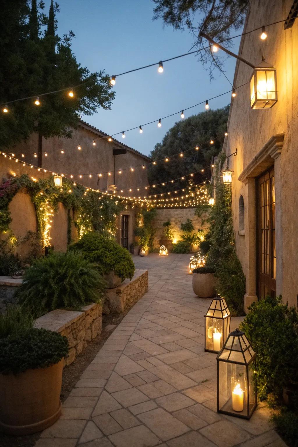 Illuminate your courtyard with inviting lighting.