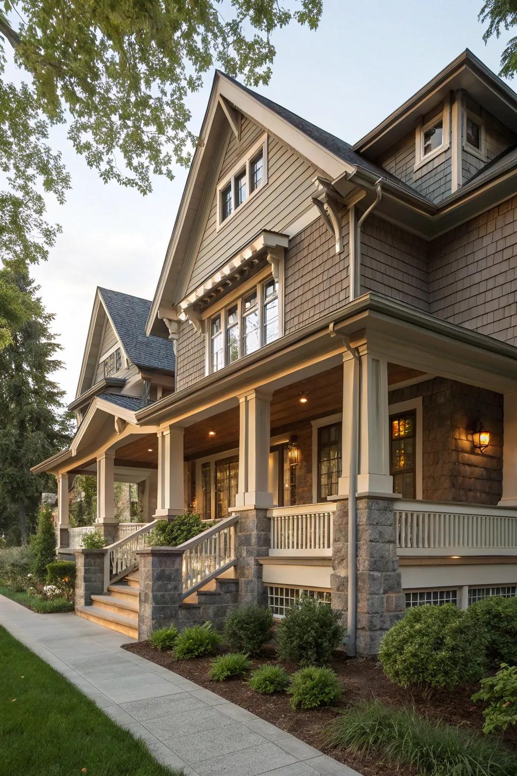 Fiber cement siding combines durability with Craftsman style.