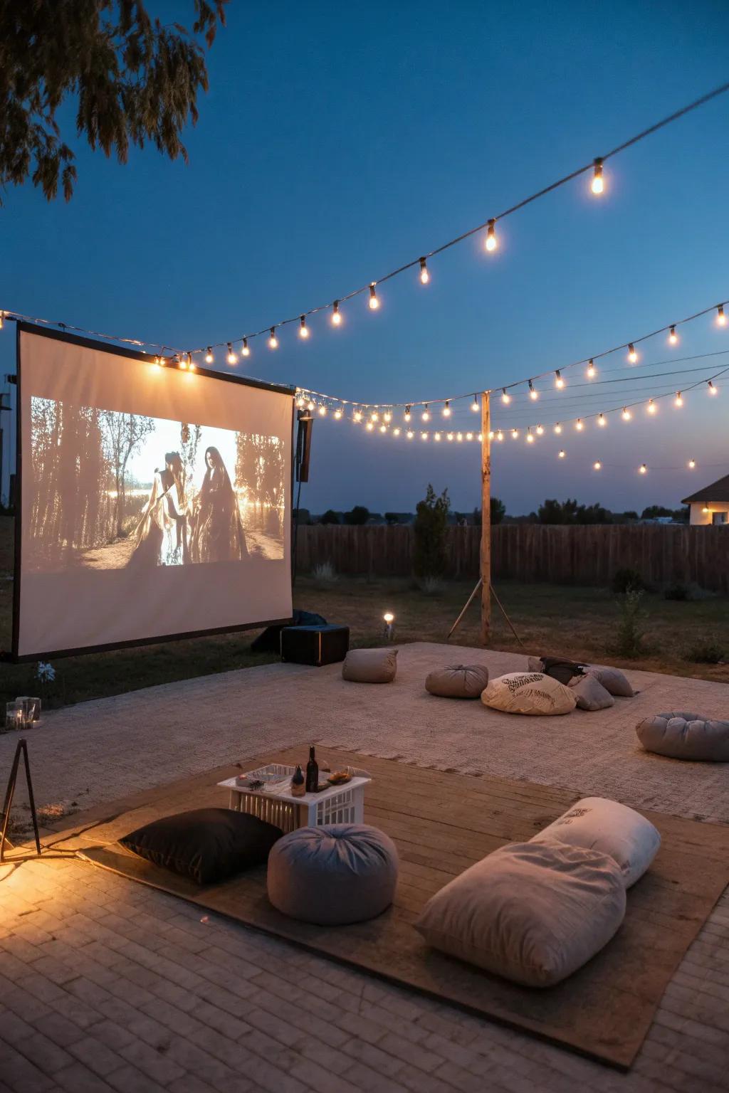 Enjoy movies under the stars with a backyard cinema.