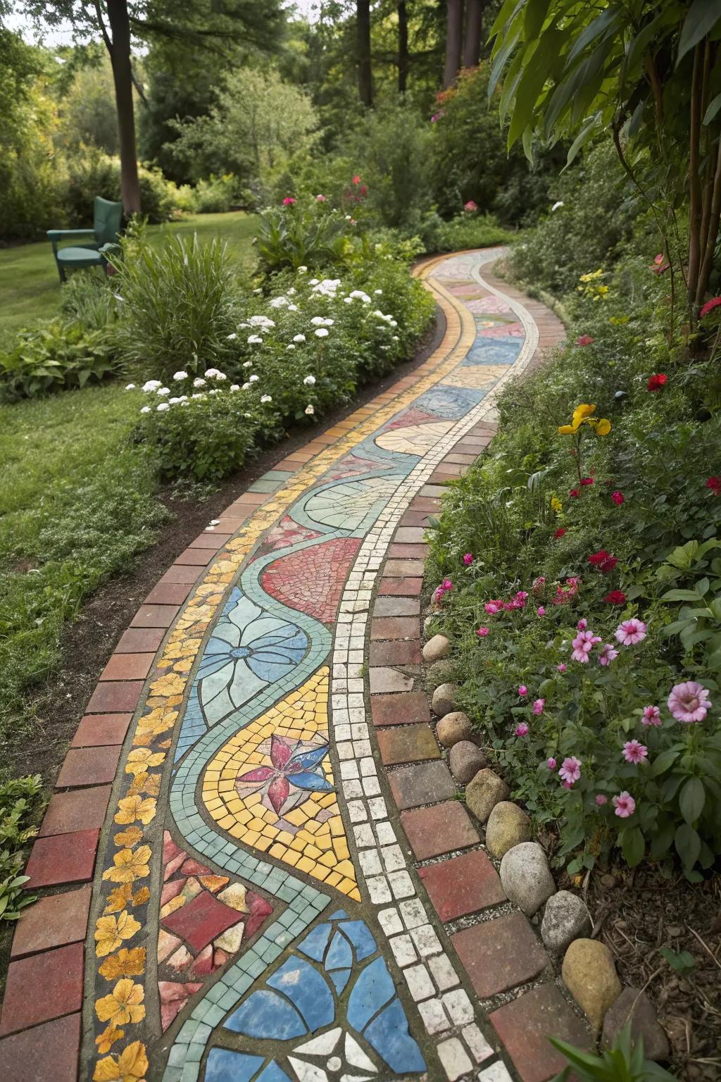 Unleash your inner artist with a vibrant mosaic path.