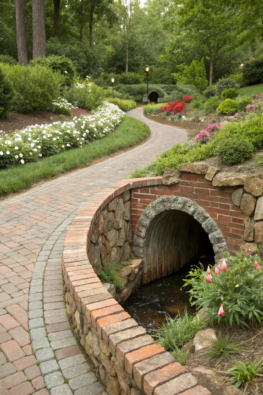 Defined borders bring structure to culvert landscaping.