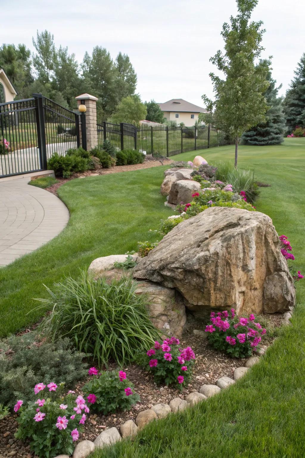 Rock features serve as eye-catching focal points in desert landscapes.