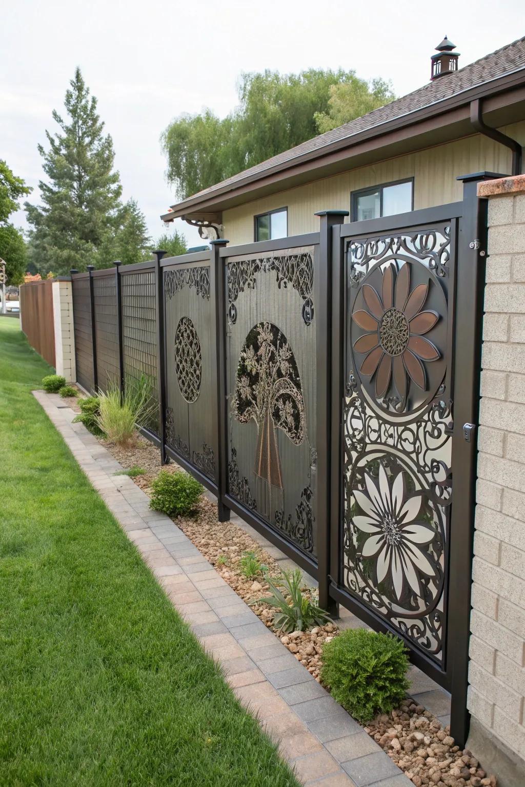 Metal art panels can transform your fence into a piece of art.