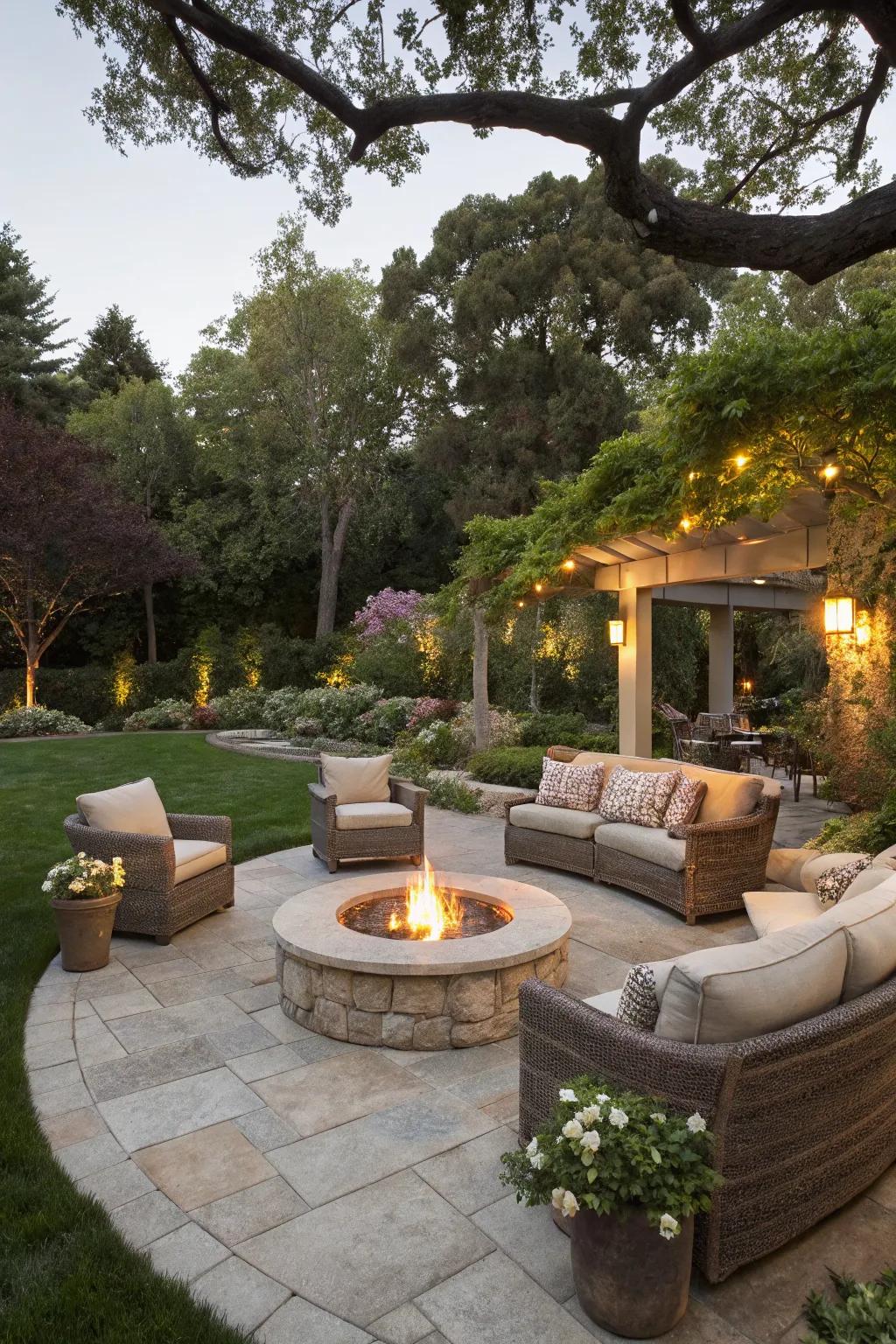 A chic fire pit design elevates the sophistication of outdoor spaces.