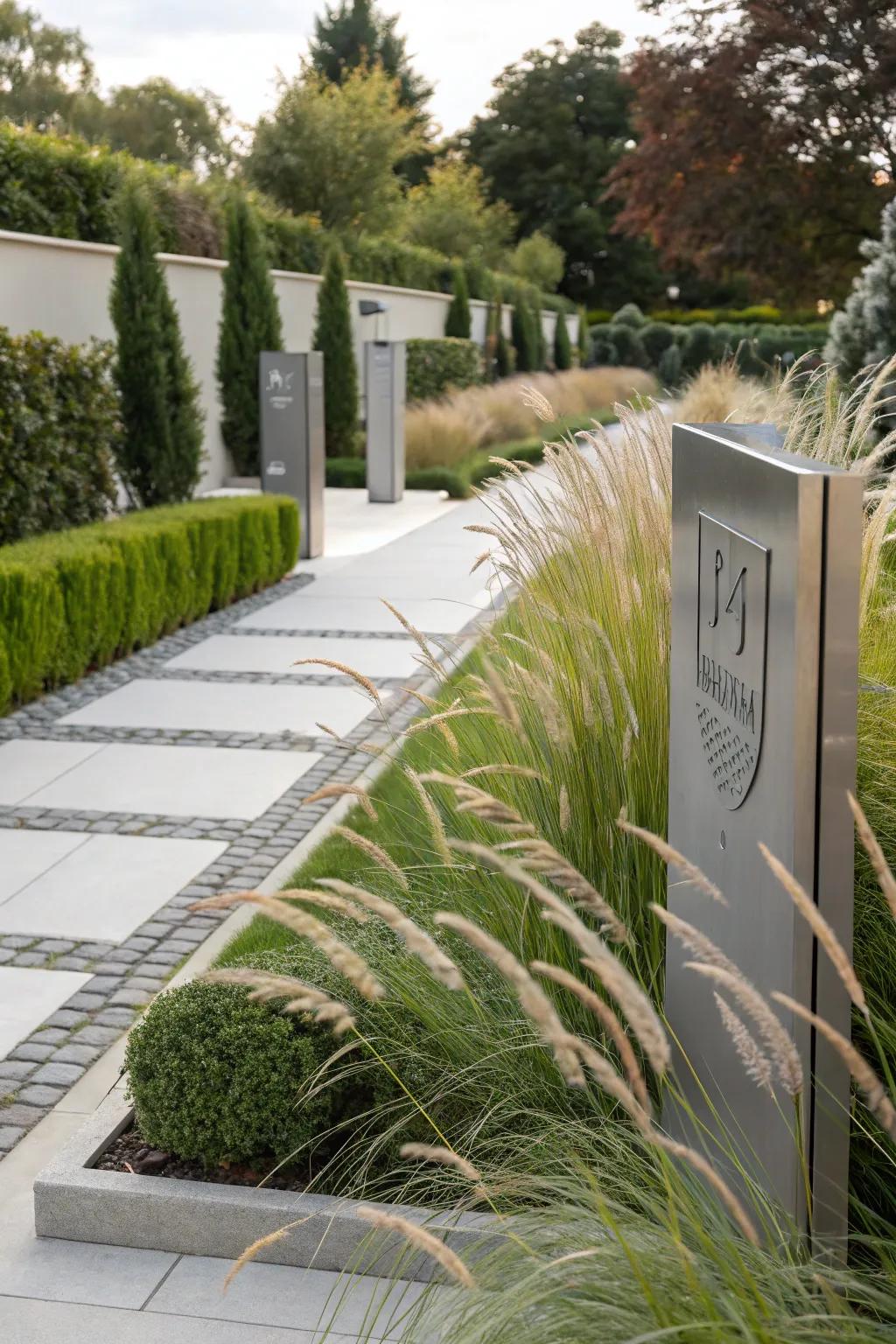 Introduce modern elegance with artistic metal garden signs.