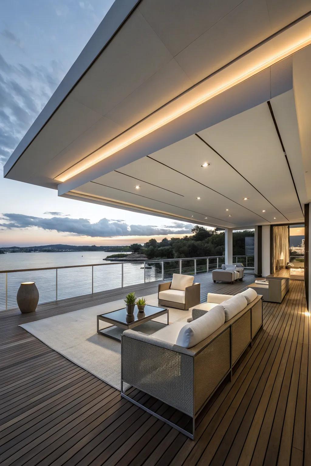 Modern minimalism creates a sleek and stylish outdoor space.