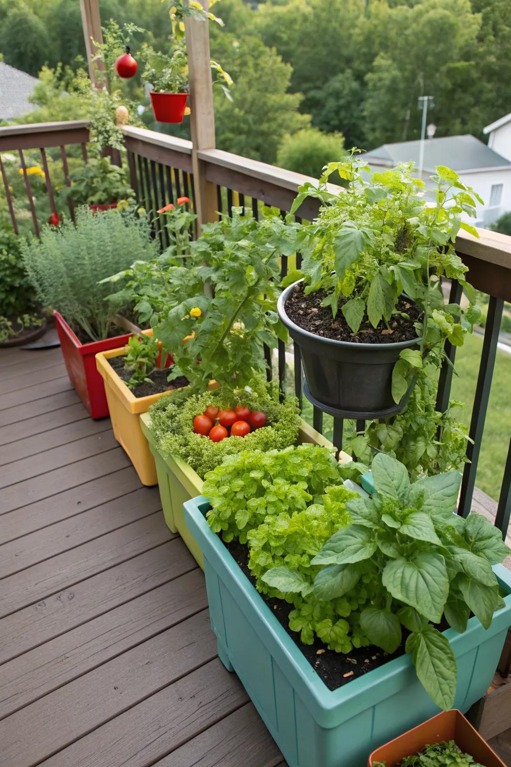 Grow your own herbs and veggies right on your deck.