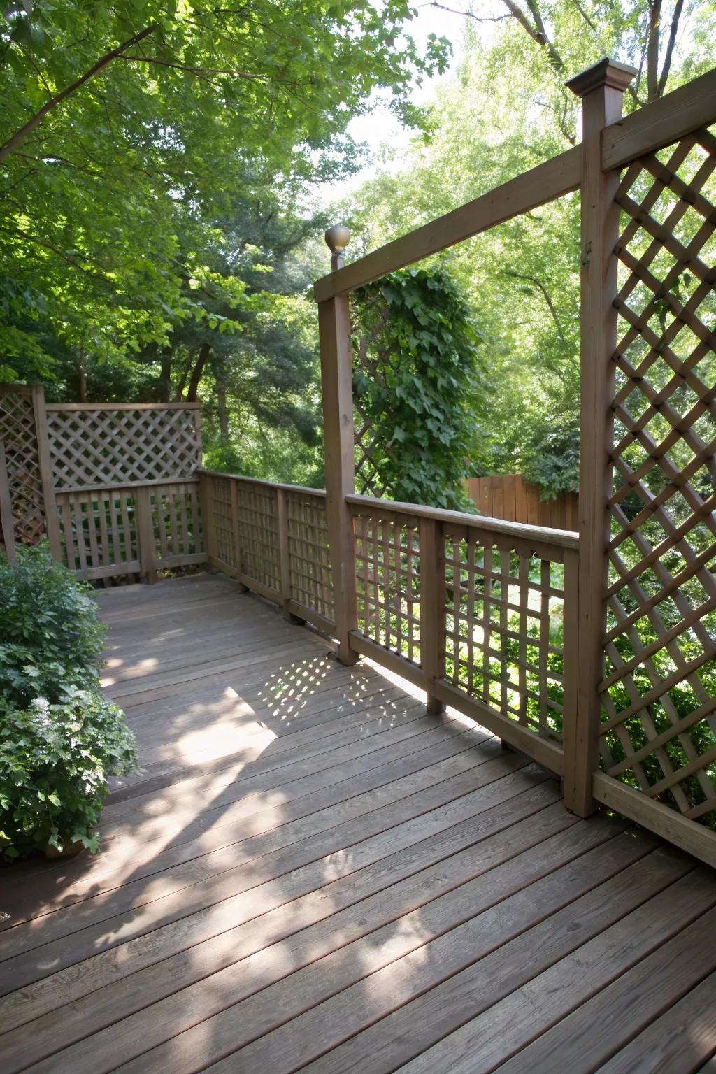 Lattice fences offer privacy while maintaining airflow and light.