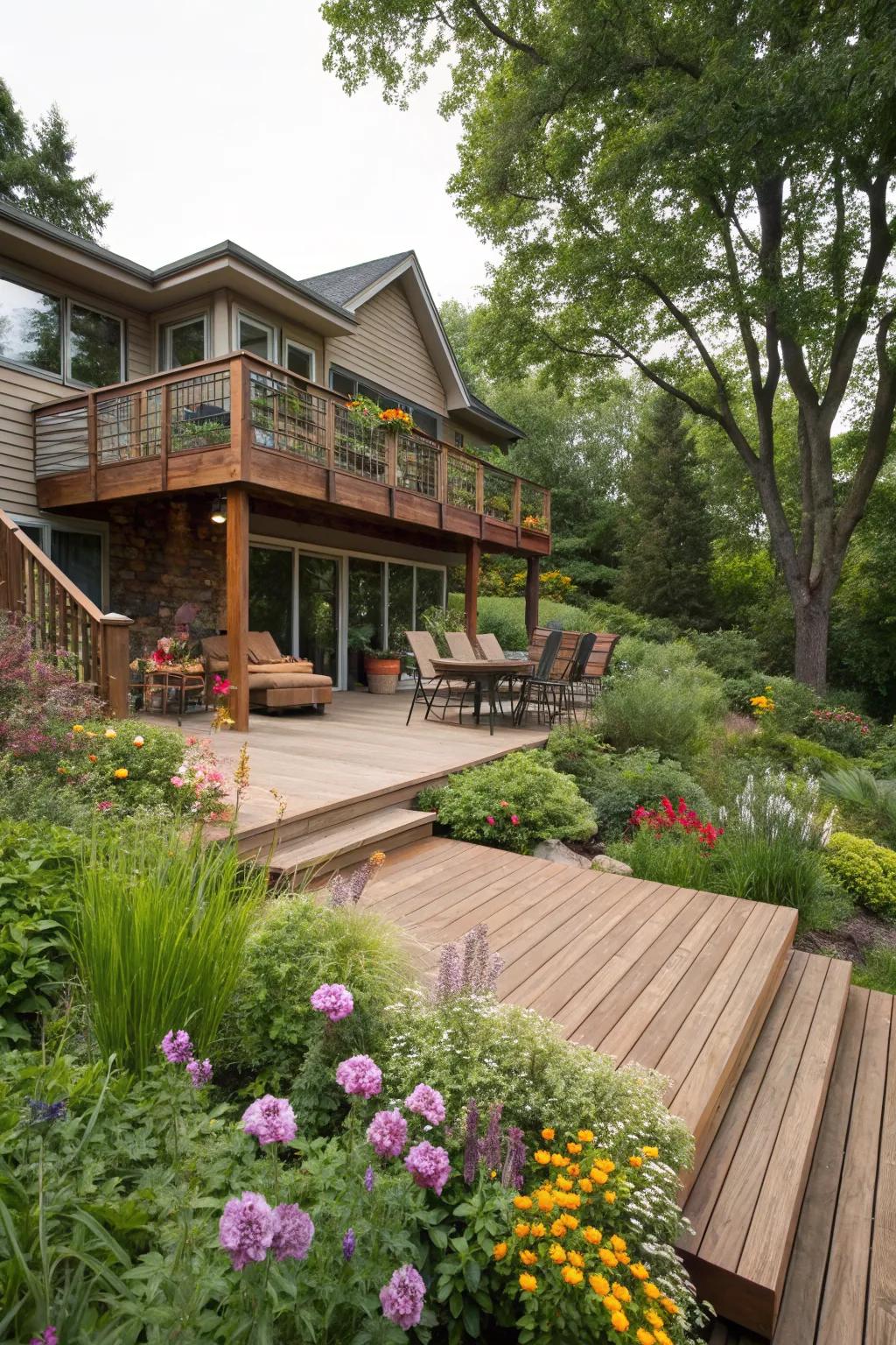 Nature and architecture are in perfect harmony on this deck.