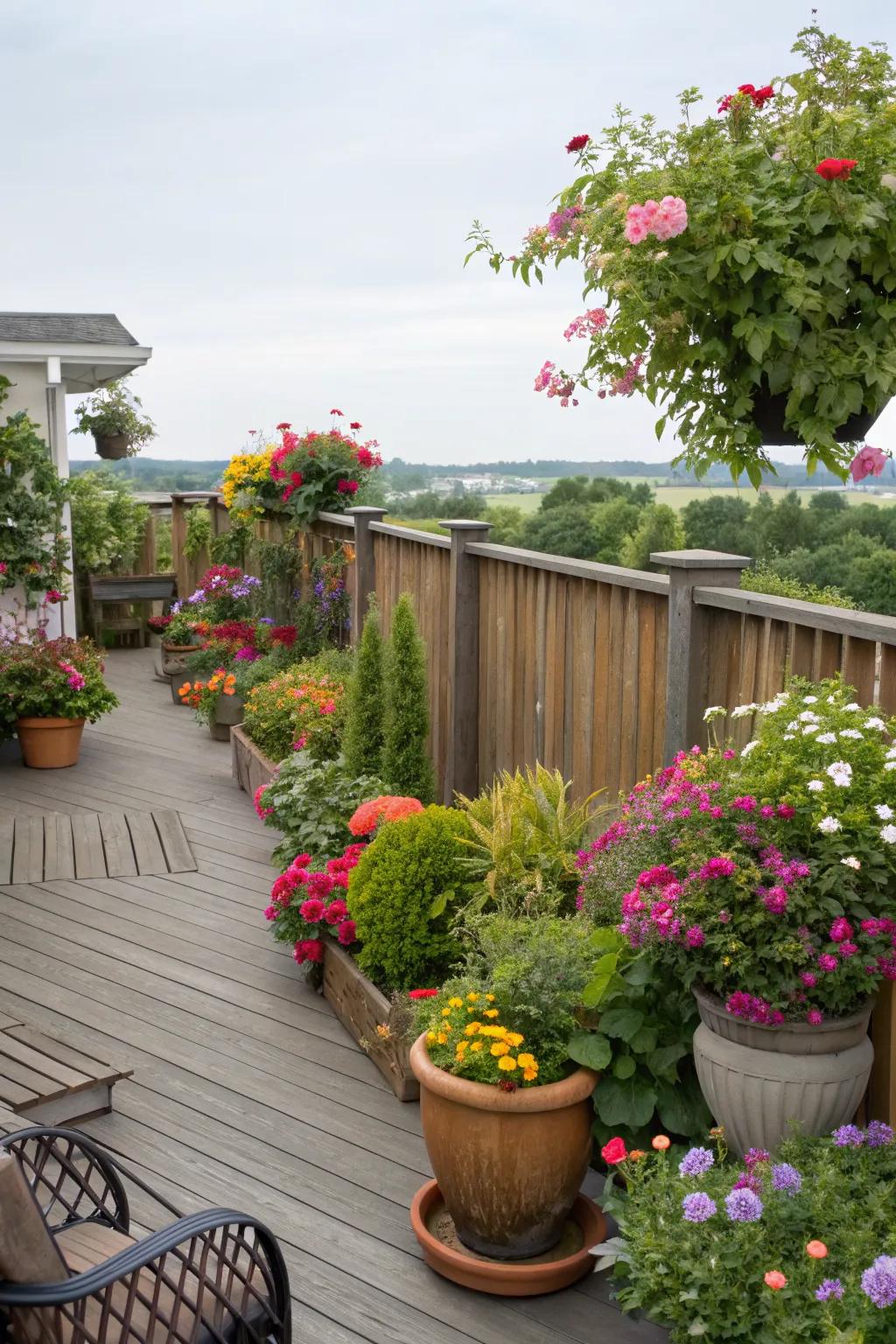 Lush greenery brings your deck to life.
