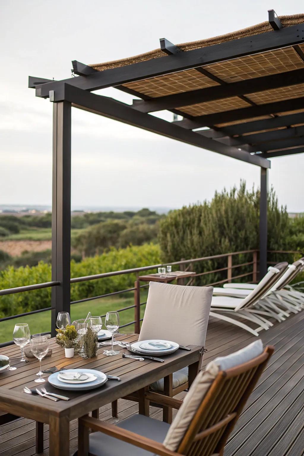 Shade structures offer comfort and style to outdoor spaces.