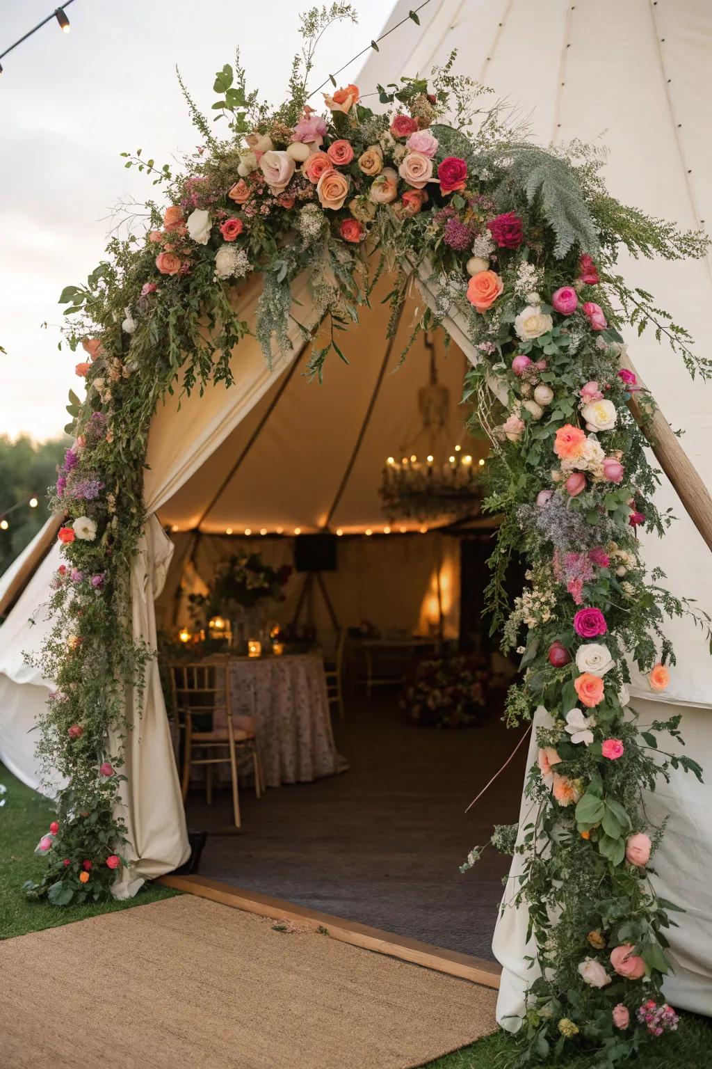 A grand entrance arch sets the stage for an elegant event.