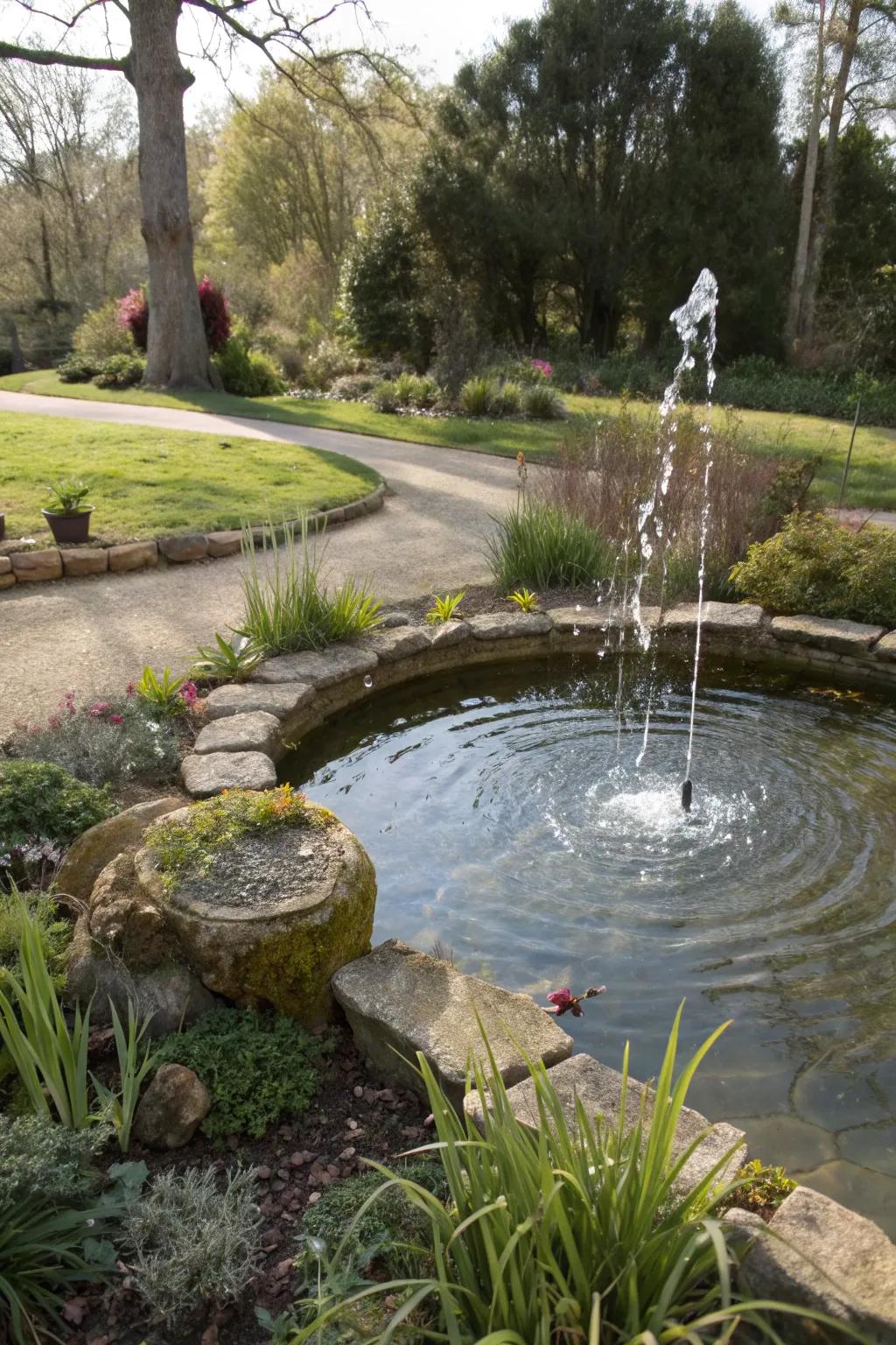 A tranquil water feature adds beauty and helps deter deer from your garden.