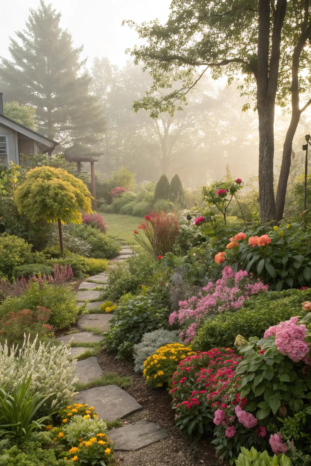 Mixed planting offers a vibrant tapestry of textures.