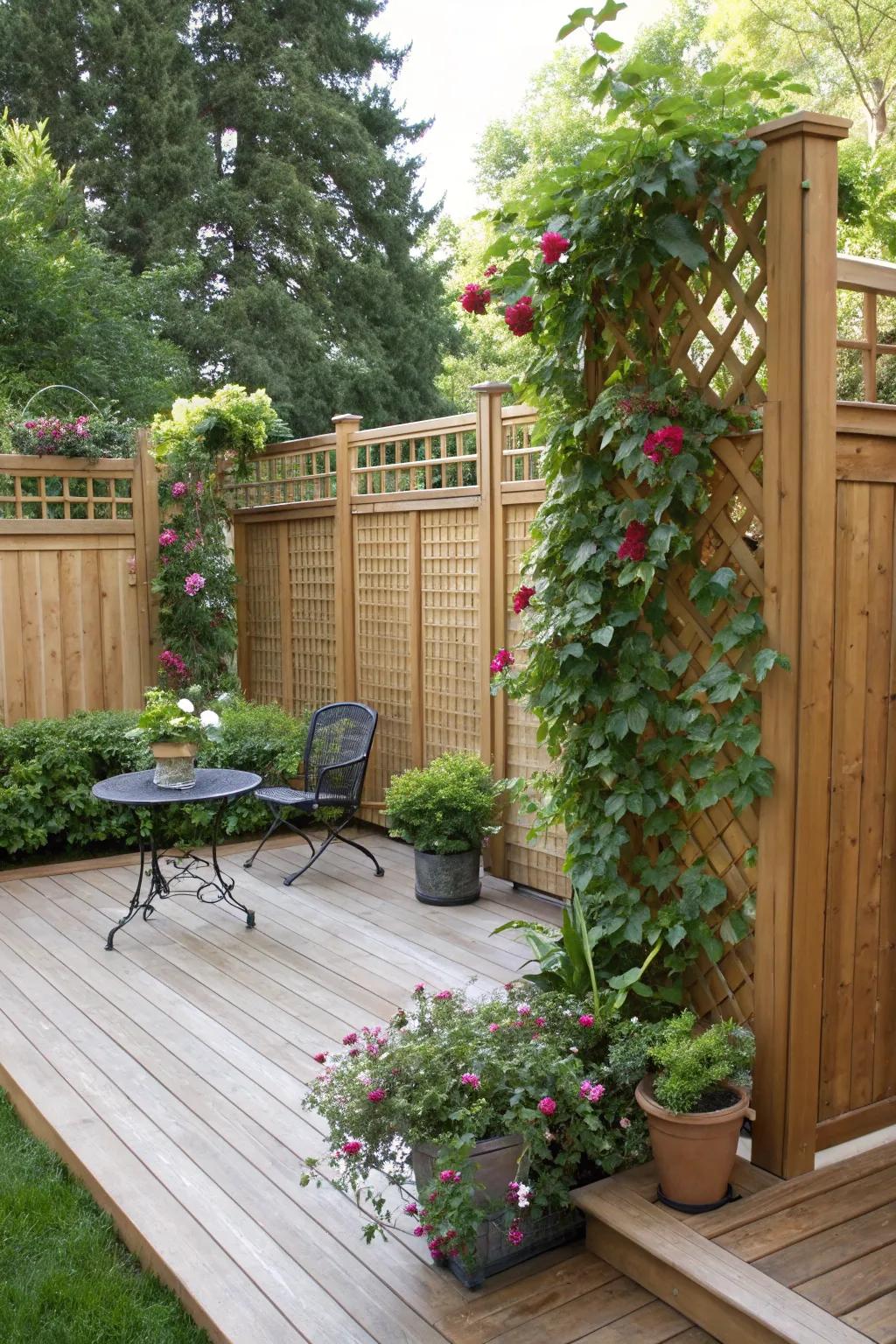 Privacy screens provide seclusion while enhancing natural beauty.