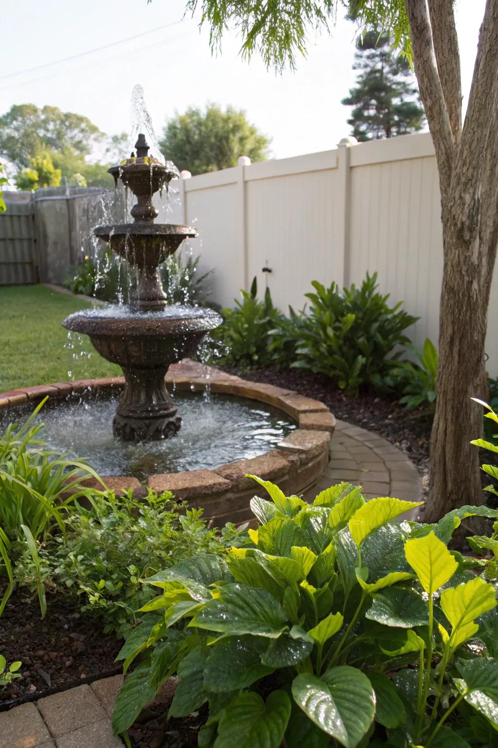 A water feature brings serenity and elegance to any backyard.