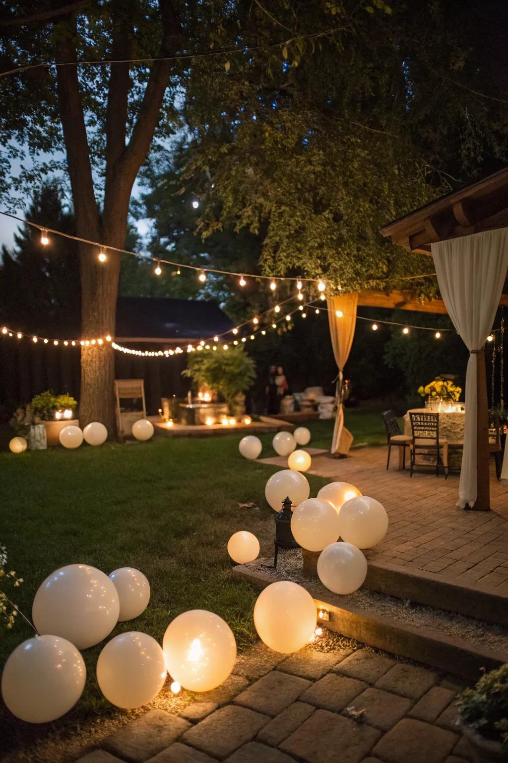 Glow-in-the-dark balloons add a whimsical glow to your evening.