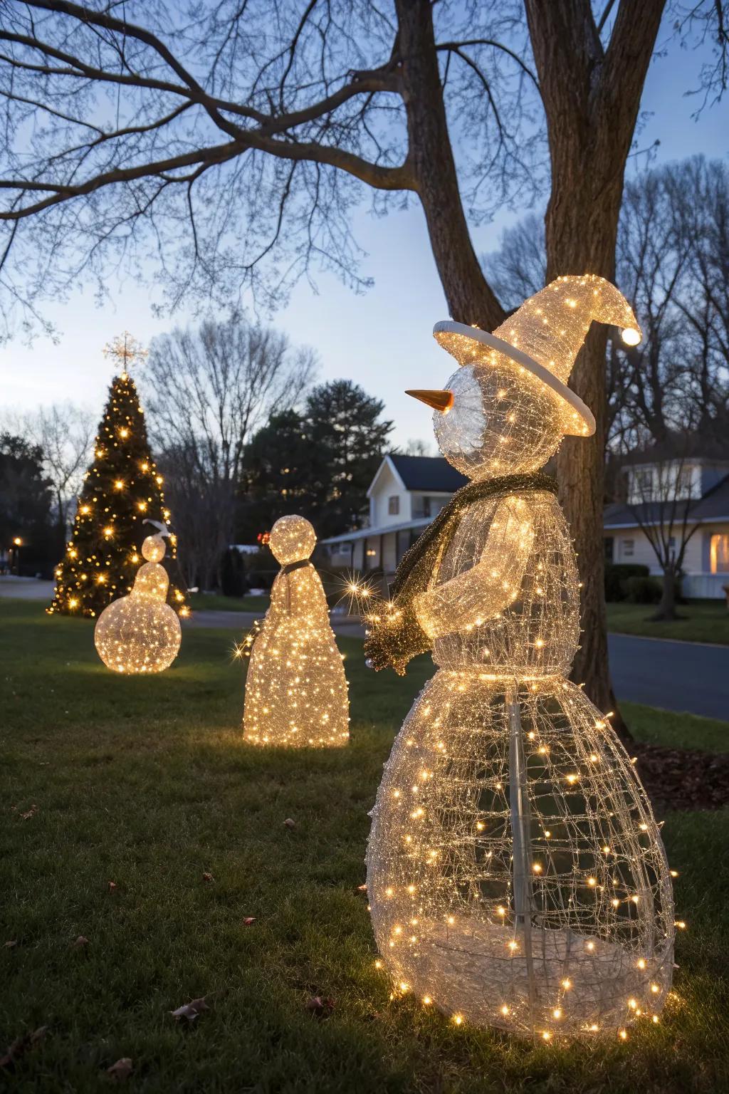 Illuminated lawn figures make a bold holiday statement.