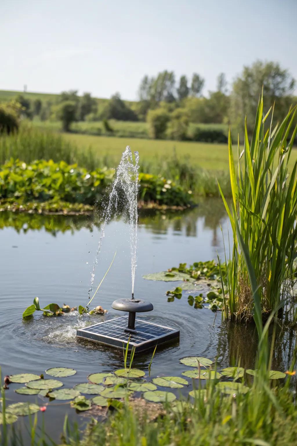 Add elegance with a floating fountain on your pond.