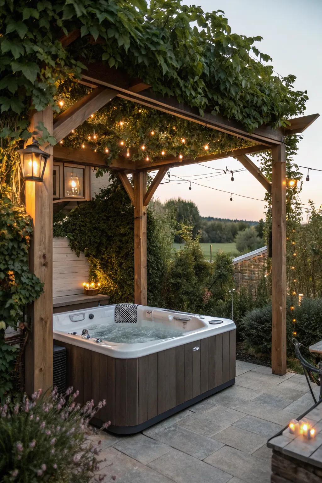Pergolas provide shelter and style to your hot tub area.