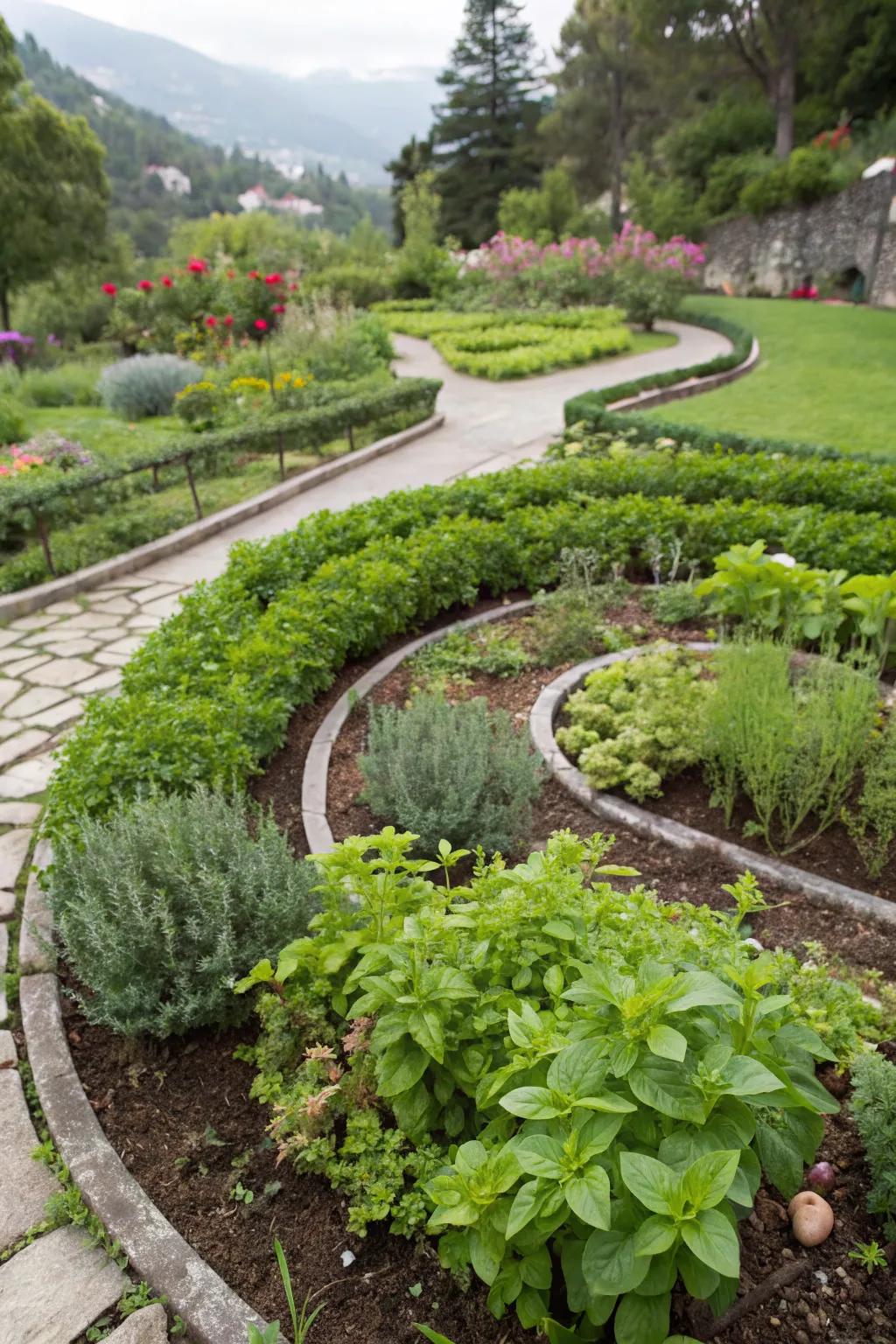 Herb spirals are a space-saving and visually appealing solution.